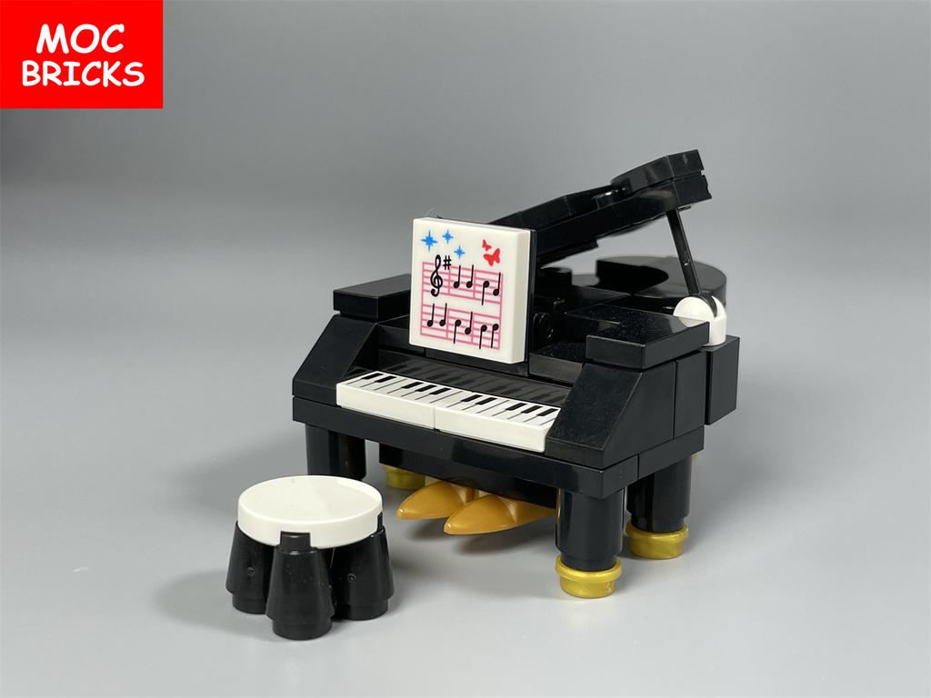 Набор MOC Кирпичи Музыкальный Рояль Домашняя Мебель Городские Строительные Блоки Аксессуары Игрушка Для Детей Ребенка Образовательные Куклы
