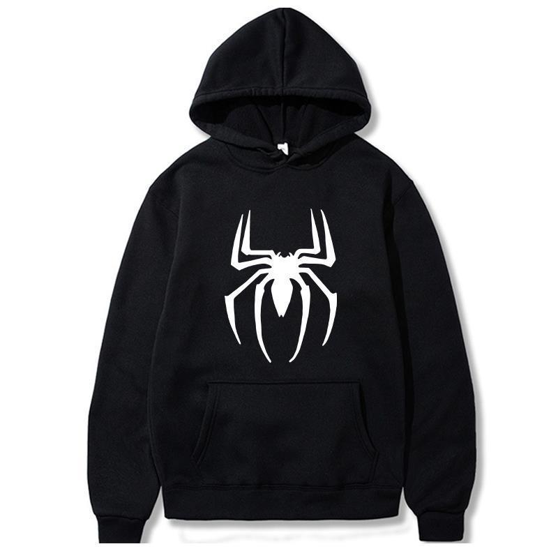 New Spider Print Hoodie Streetwear Vintage Clothing, Loose Hip Hop Funny Punk Sweater