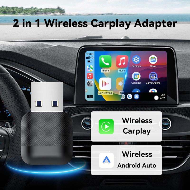 2-в-1 Беспроводной адаптер CarPlay Проводной в беспроводной адаптер CarPlay Plug & Play Для автомобиля с проводным CarPlay/ Android Auto