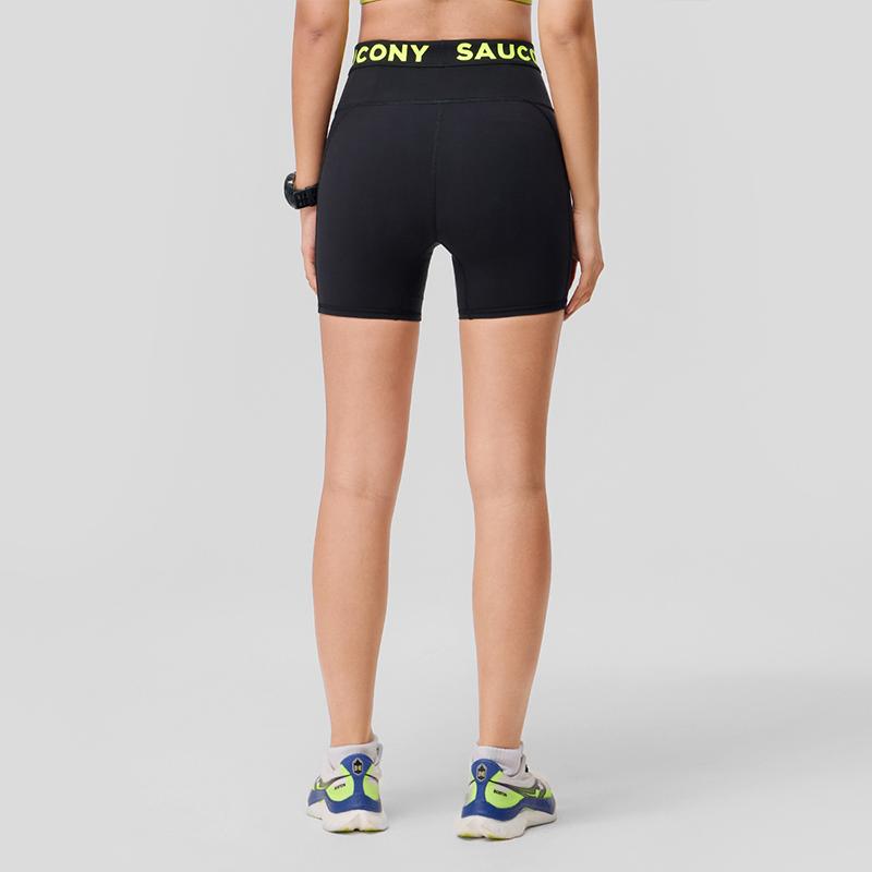 SAUCONY Шорты для фитнеса с принтом логотипа и букв, женские шорты черного цвета SC1249013A-BK01