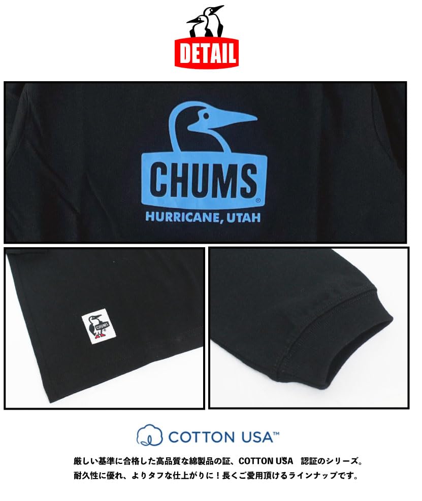 Футболка Booby Face Brushed с длинным рукавом, длинная, синяя x [Chums] CH01-2303 (XXL, N105 Саксофон)