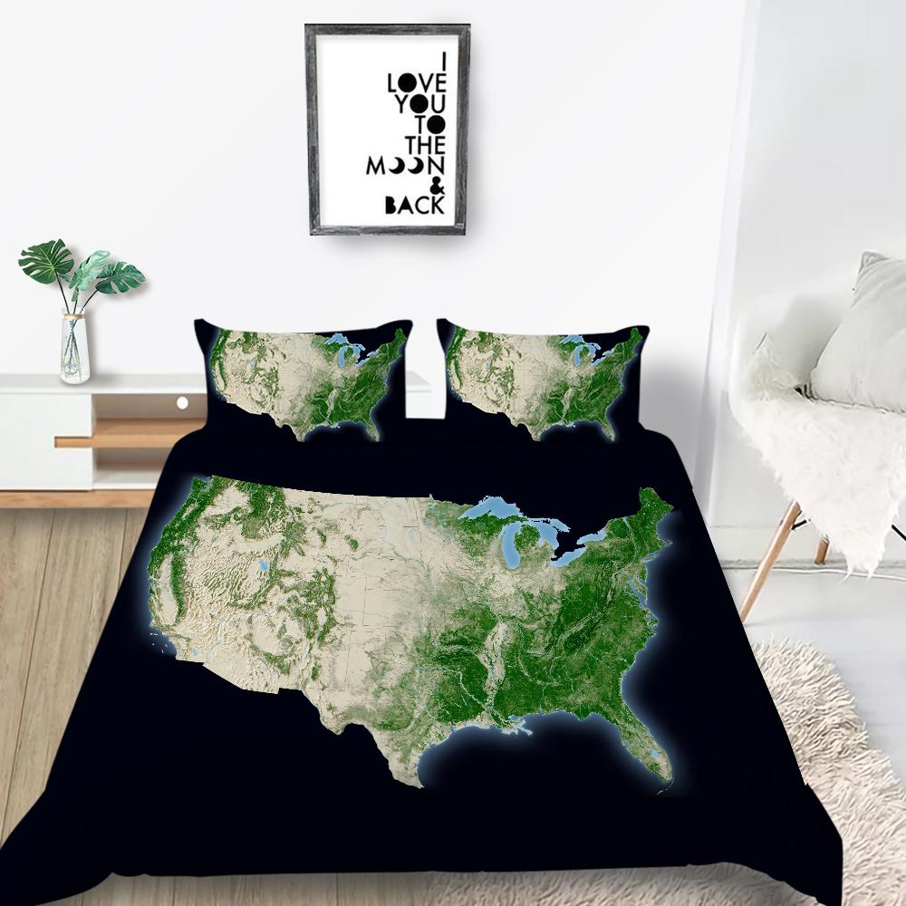 Новая мода Мода Стиль Duver Чехол Набор Уникальный Дизайн Пододеяльник Набор Мальчиков Подростков King Queen Size Роскошные Постельные Принадлежности Костюм Карта Постельные Наборы