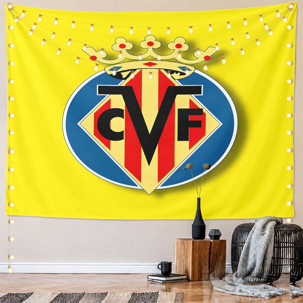 Yellow and Blue Emblem with Crown Design Pattern Wall Hanging Tapestry Decorative Tapestry Home Decor for Bedroom and Living Room