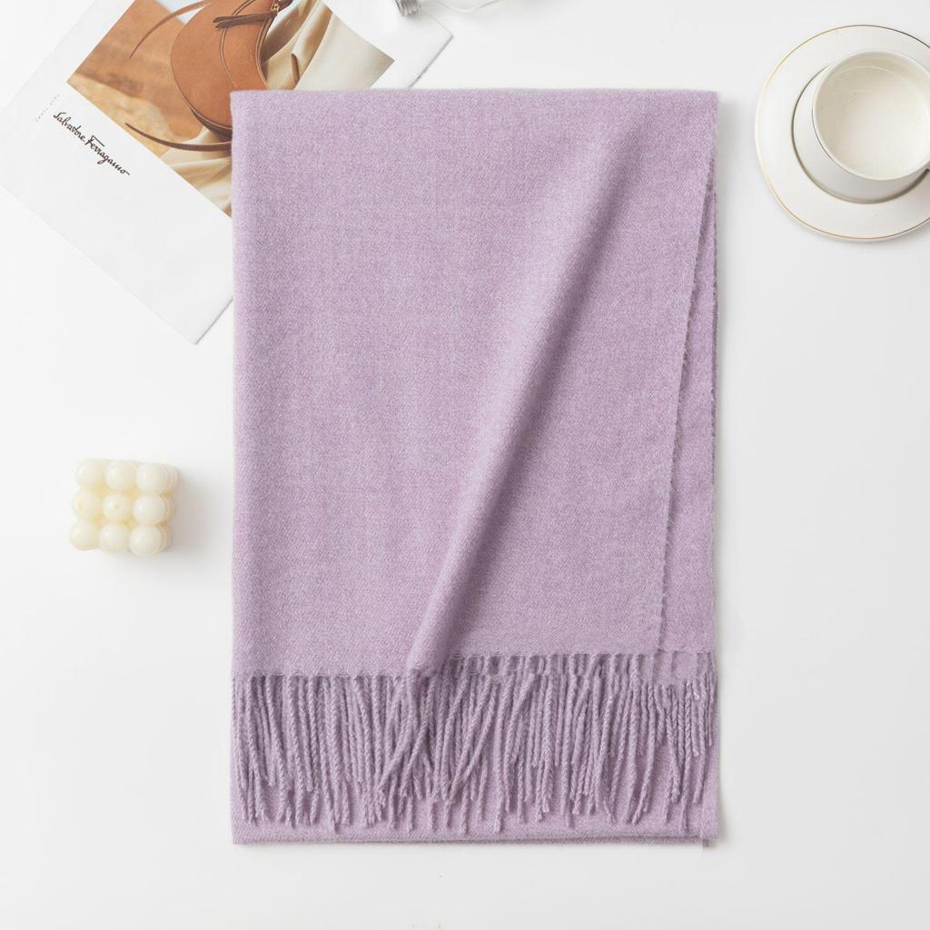 Solid Color Imitation Cashmere Scarf with Tassels - Unisex Winter Shawl