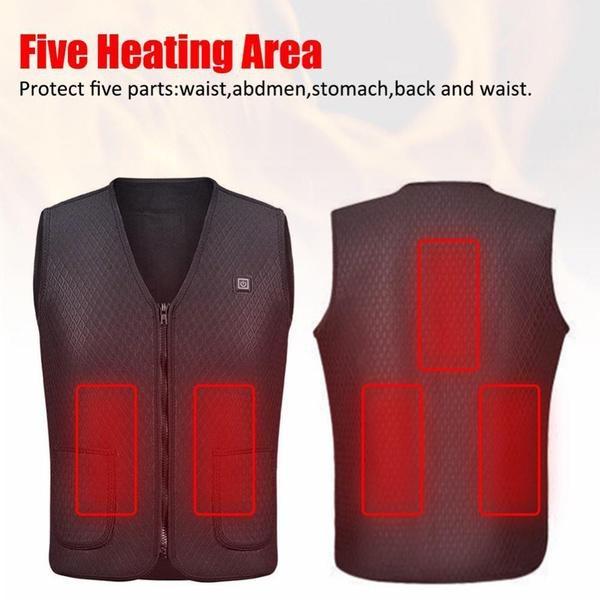 S-3XL USB Heating Tank Top Men's Winter Electric Sleeveless Jacket Outdoor Heating Tank Top Hiking Heating Tank Top (Excluding Power Bank)