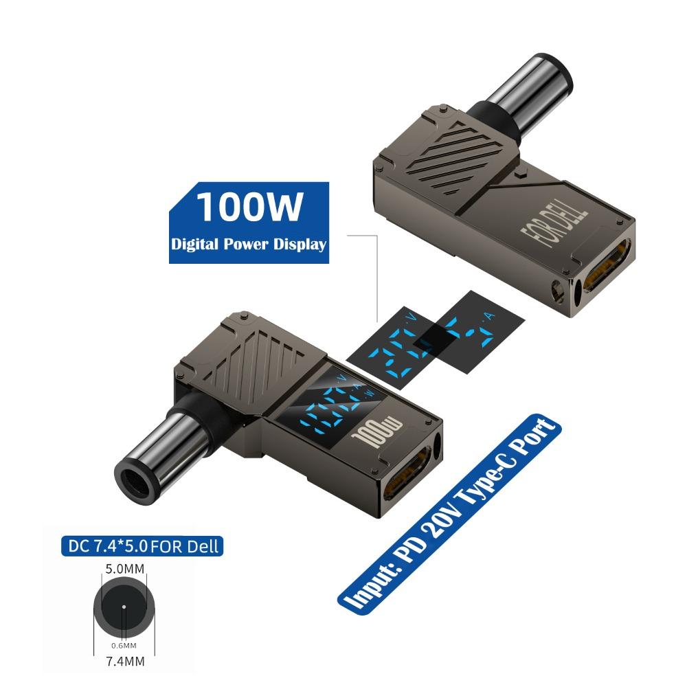 PD 100 Вт USB-C к DC Конвертер Цифровой дисплей Зарядное устройство для ноутбука Штекер для Lenovo/HP/Dell