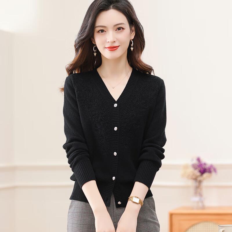 Women's Premium 100% Pure Wool V-Neck Short Cardigan