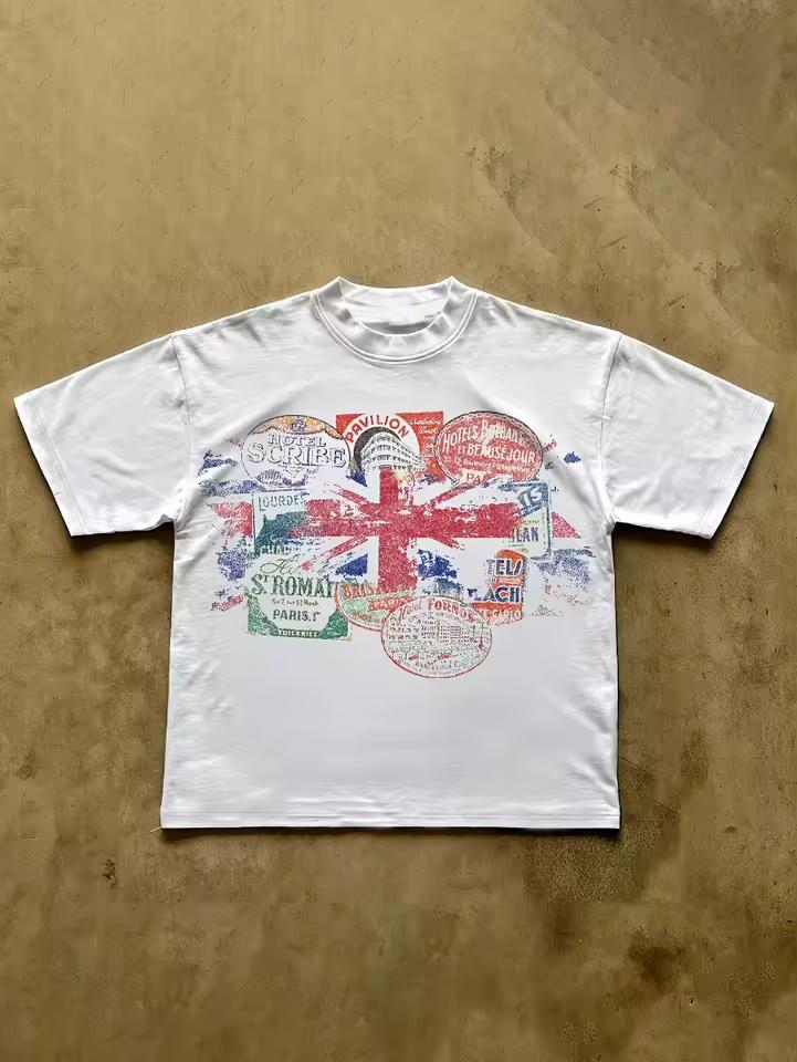 Y2K Harajuku Vintage Short Sleeve Street Style Pattern Short Sleeve T-Shirt Fashion Round Neck T-Shirt Men Women Casual Top