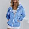 Женская свободная спортивная толстовка Осень Весна Пальто с капюшоном Шнурок Длинные рукава Карманы На молнии Эластичные манжеты Подол