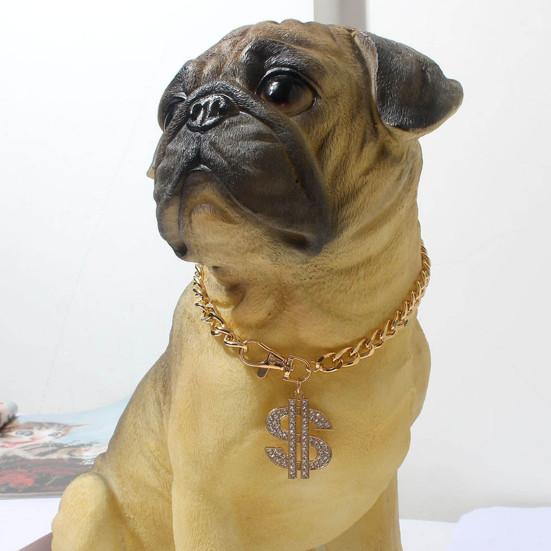 Ожерелье для домашних животных, подвеска в виде доллара, декоративный антивыцветающий модный ошейник-цепочка на шею для собак