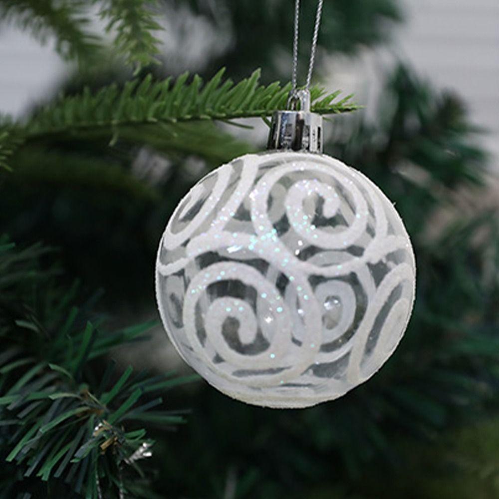 6 шт. 6 см Рождественский шар Креативный нежный Рождественский кулон в виде елки Подвесной прозрачный белый расписной шар для вечеринки