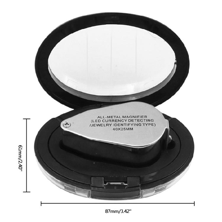 40x Ювелирная лупа Складная увеличительная лупа для ювелирных изделий Глазной увеличитель со светодиодной подсветкой