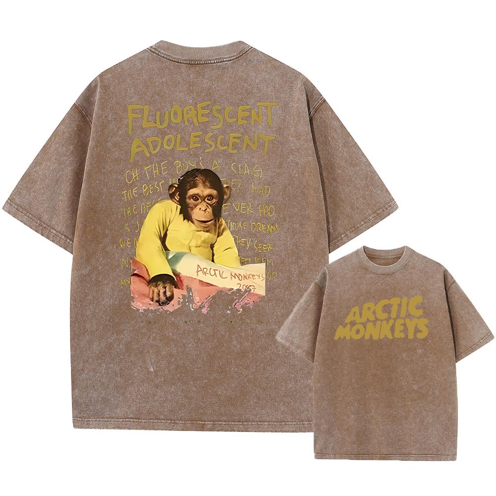 Винтажная выстиранная футболка оверсайз Arctic Monkeys с ретро-рок дизайном
