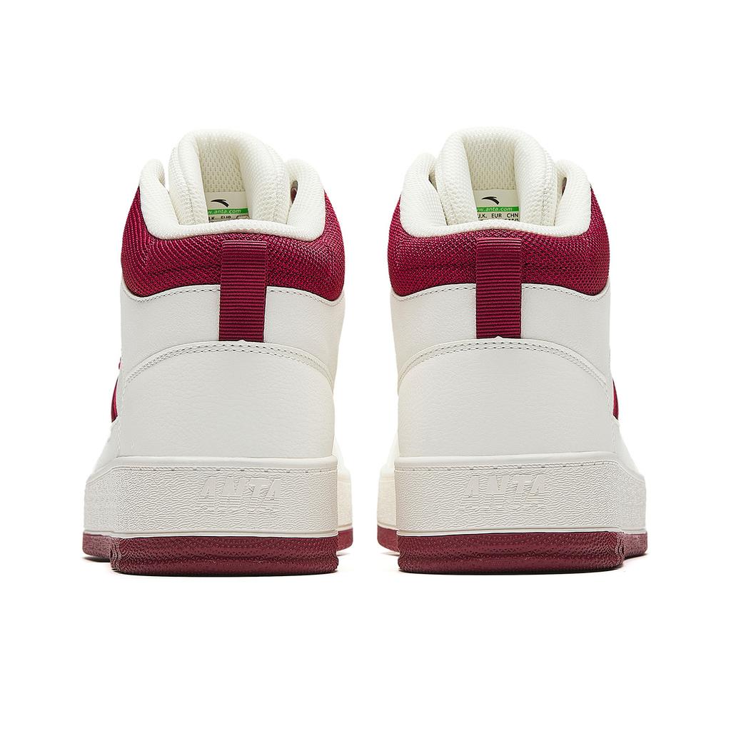 Anta Year One Casual Trend Sports Versatile Wear Resistant Lightweight High-Top Skate Shoes Men Sneakers White Red 912548083-1