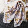 Women 70X70cm Flowers Print Square Silk Scarves Soft Headband Neckerchief Bandanna Tie Neck Bag Ribbon Sun Protective Hairband