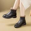 Женские зимние ботинки с круглым носком, элегантные, на среднем каблуке, женская обувь, ботильоны из искусственной кожи, весна 2024, тренд, предложение, осенняя обувь, слип-работа