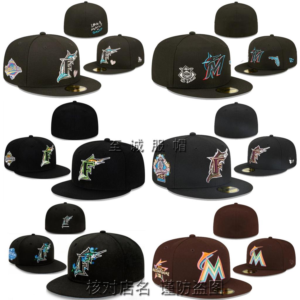 Fully Enclosed Marlin Fish Team Baseball Cap for Men and Women, Embroidered Flat-Brim Non-Adjustable Sun Protection Hat
