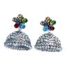 SILVER White Oxidised Silver Plated Jhumki Earrings for Women
