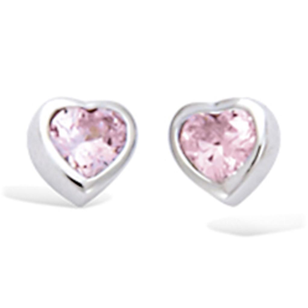 Les Trésors De Lily [J9564] - Silver 'Love' Earrings Pink Silver (rhodium Plated) - 5x5 Mm