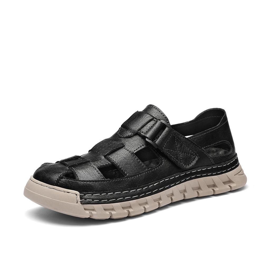 Летние мужские сандалии из натуральной кожи, повседневная обувь с открытым носком, пляжные сандалии