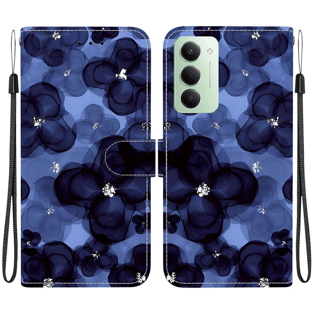 Для Xiaomi Redmi 15 4G (США) (171 мм) Чехол-кошелек из кожи с принтом, подставка для телефона, ремешок.