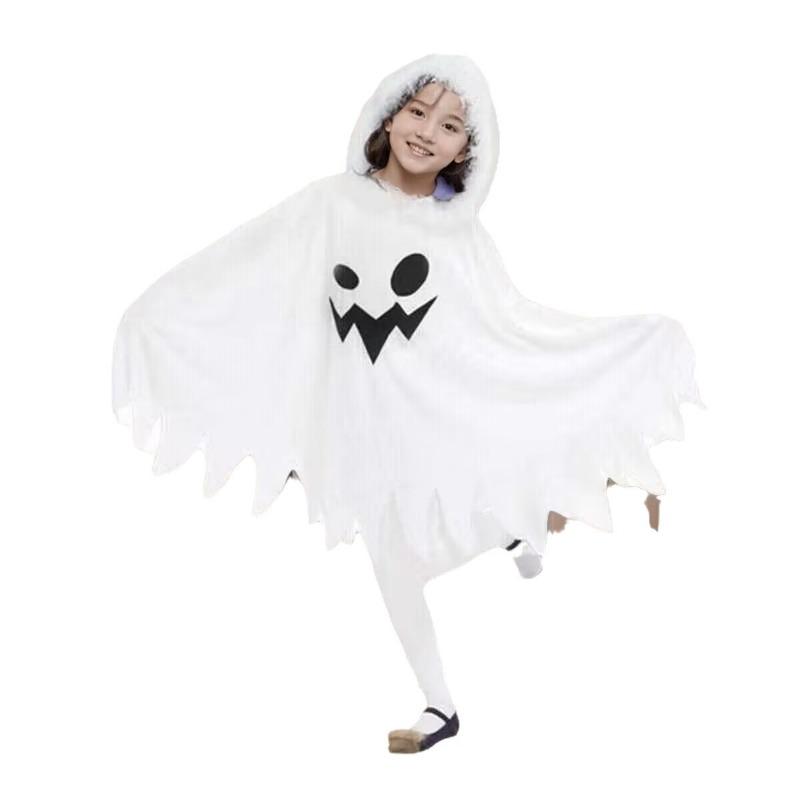 Хэллоуин детский белый костюм привидения вампира демон гримаса игривый эльф плащ накидка вечеринка
