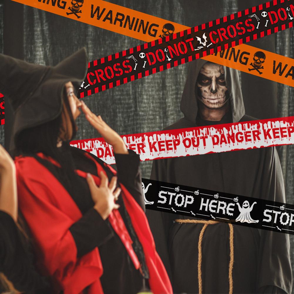 Halloween Warning Tape Caution Barrier Festival Warning Streamer Spooky Party Haunted House Outdoor Porch Yard Halloween Decoration Supplies