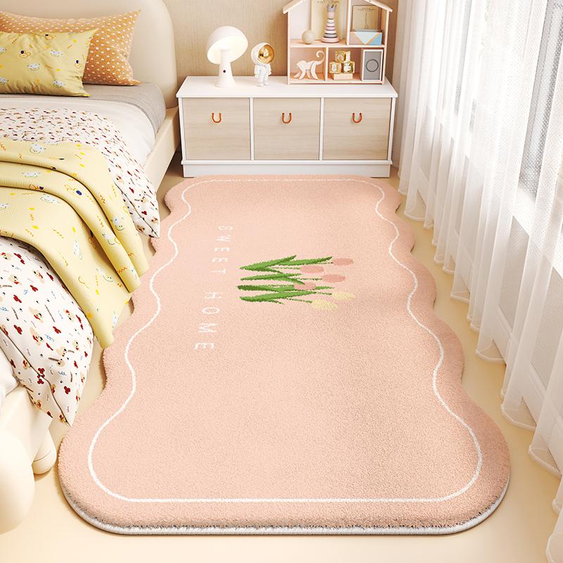 Cute Girl Bedroom Decor Rug Fluffy Soft Baby Bedside Carpet Cartoon Style Carpets for Living Room Pink Irregular Plush Floor Mat