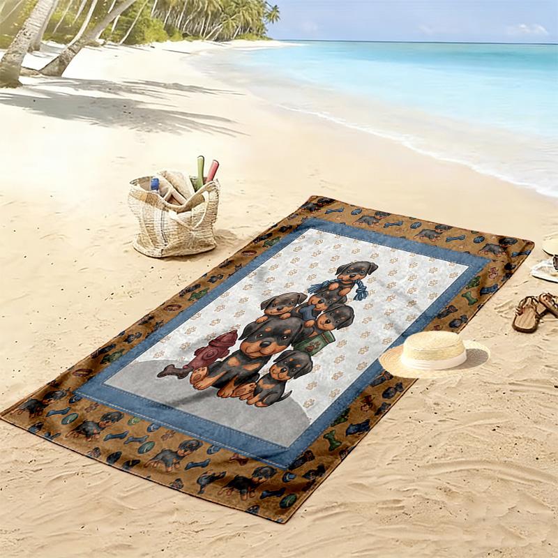 Cute Animal Puzzle Print Beach Towel, Large Soft Quick Dry Towel for Beach Camping Swimming