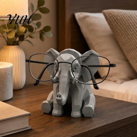 Minimalist Glasses Stand Elephant Shape Holder, 3D Printed Geometric Eyeglass Display Decorative Holder Organizer, Desktop Ornament for Home