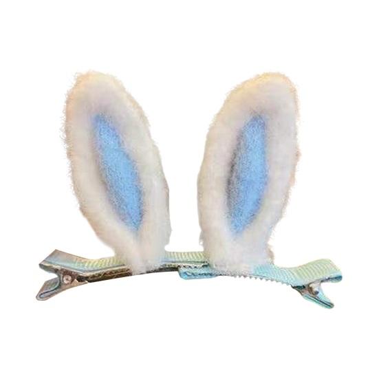1 Pair Plush Rabbit Ear Hair Clip Bunny Ear Duckbill Clamp Hair Barrette Women Girls Hair Accessories Photo Prop Birthday Christmas Gift