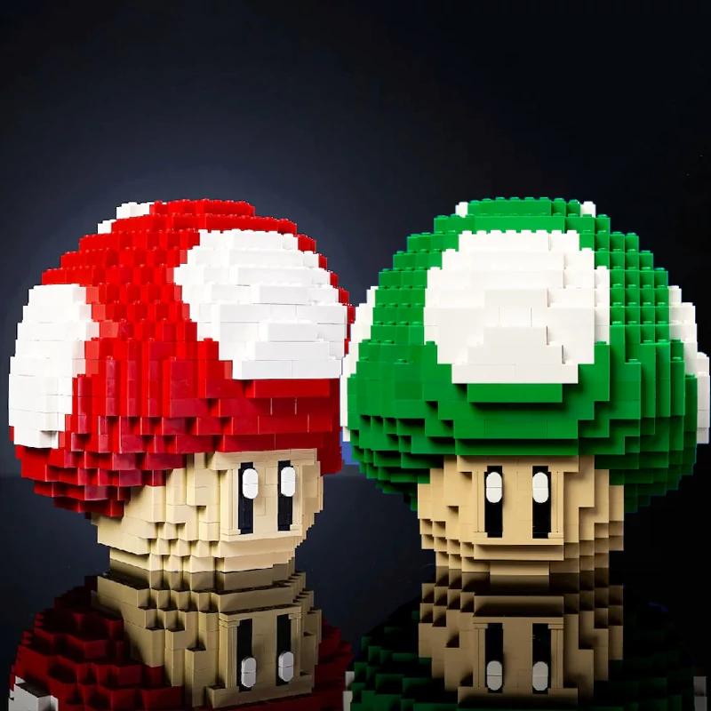 779PCS MOC Game Figures Red Green Mushroom Building Blocks Model Desktop Ornament Assembly Toys Collect Gifts for Kids Adult