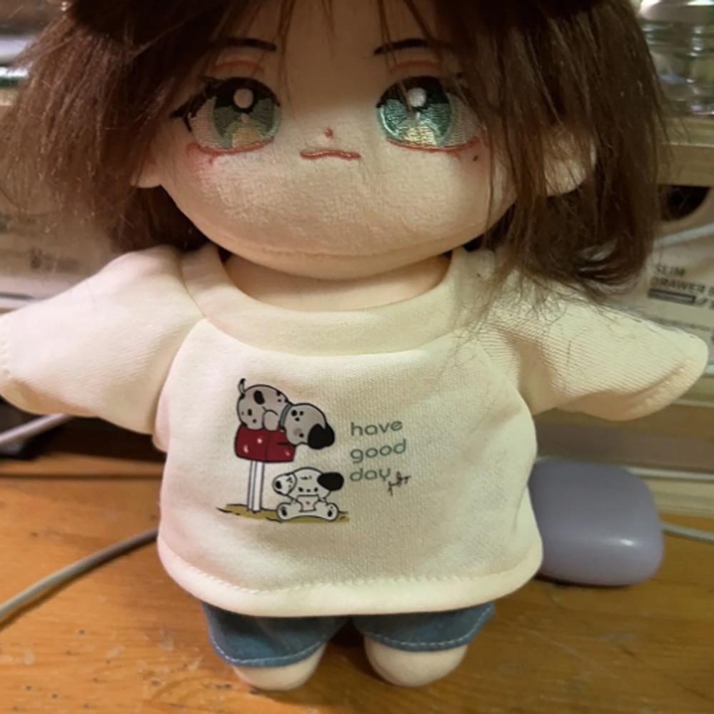 1 set T-shirt 20cm Cotton Doll Clothes Cartoon Dog Plush Doll Clothes  Doll Accessories