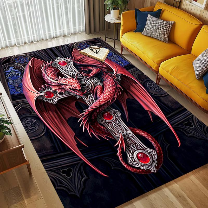 Dragon Art Living Room Nonslip Area Rug Soft Carpet For Bedroom Game Playroom Sofa Office Home Decor Doormat Christmas Gift