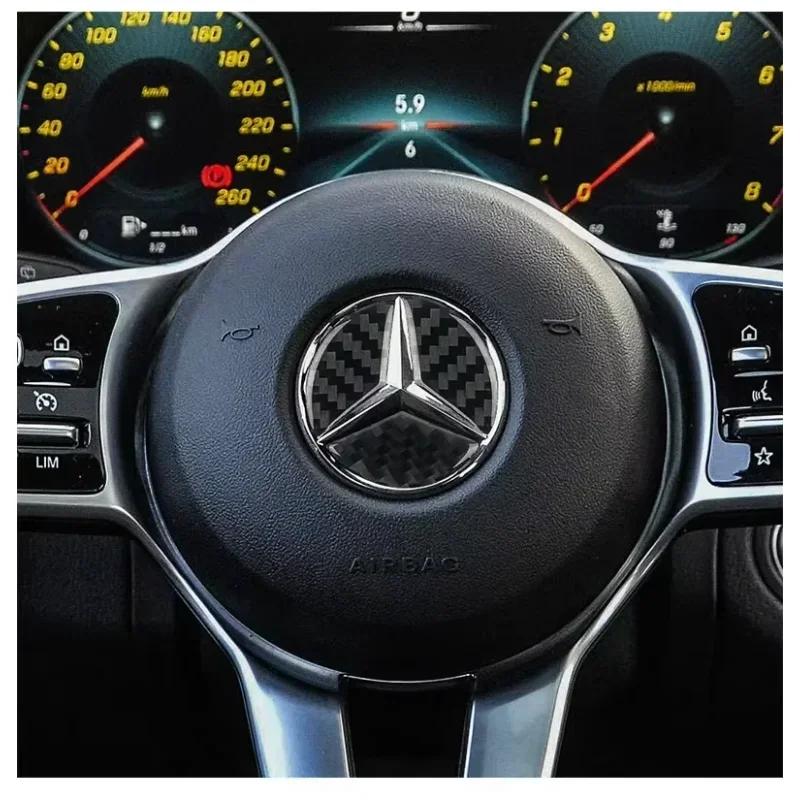 Carbon Fiber Car Steering Wheel Cover Stickers Auto Decorative Decals for Mercedes Benz New B/C/E Class A Class C200L GLC GLK RA8