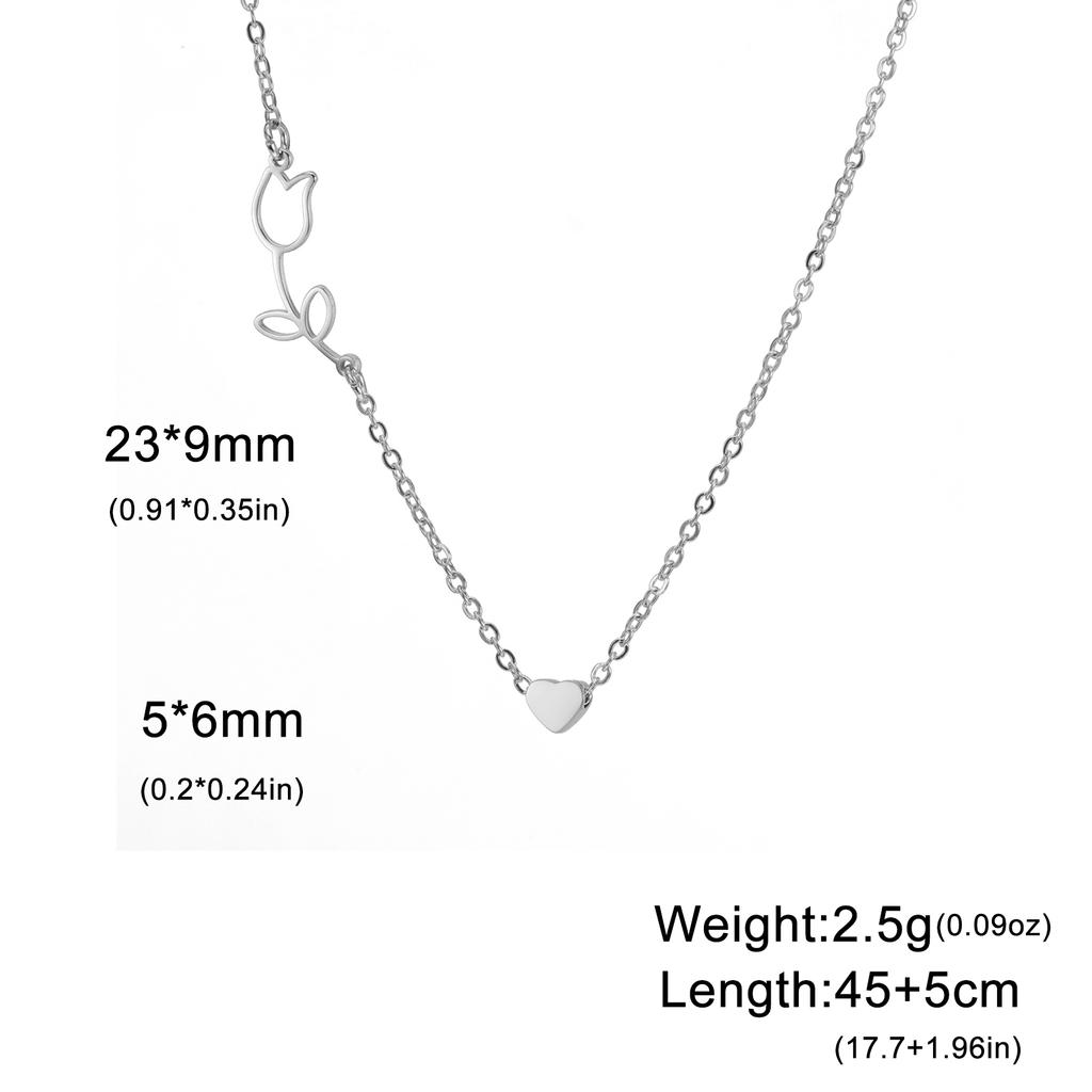 Hollow Flower Heart Pendant Stainless Steel Necklace For Men And Women Fashionable Sweet Romantic Valentine's Day Gift Jewelry