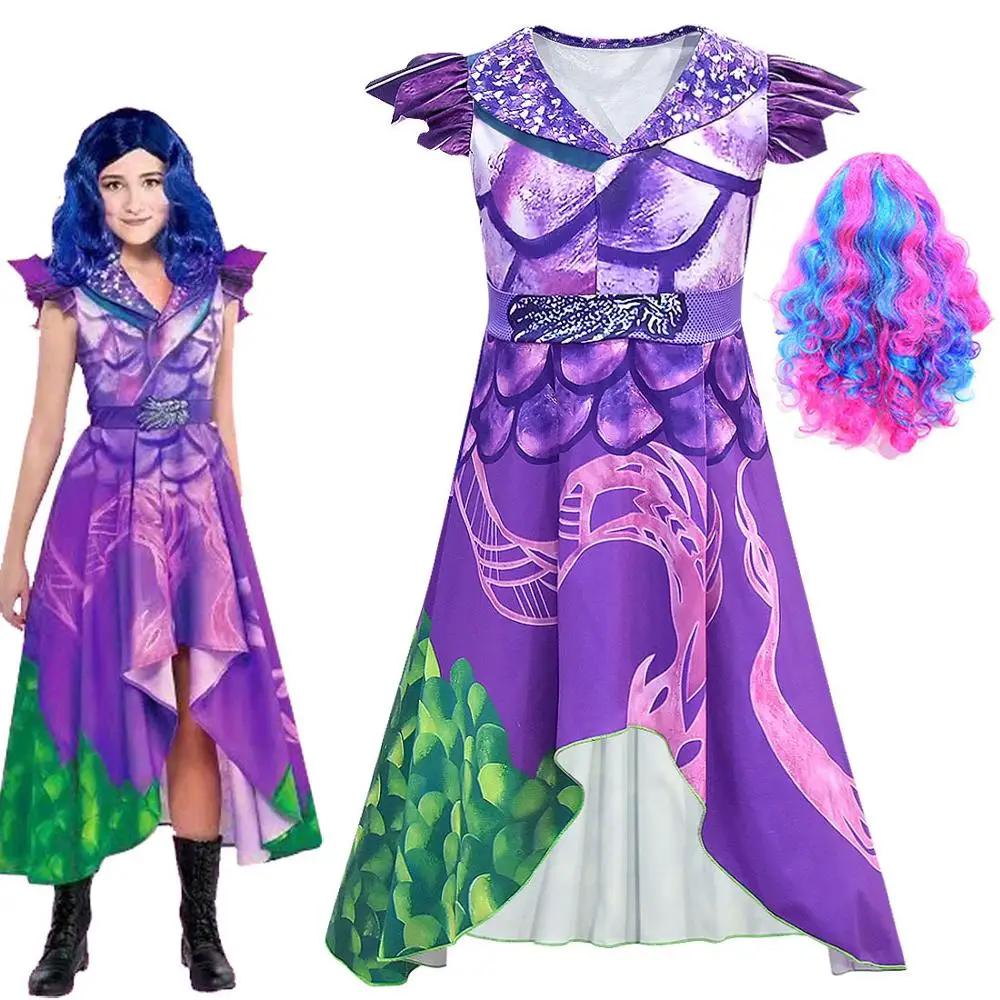 Evie Evil Mal Descendants Cosplay Costume Girls Birthday Party Halloween Carnival Costume And Wig For Kid Disguise Descendants 3