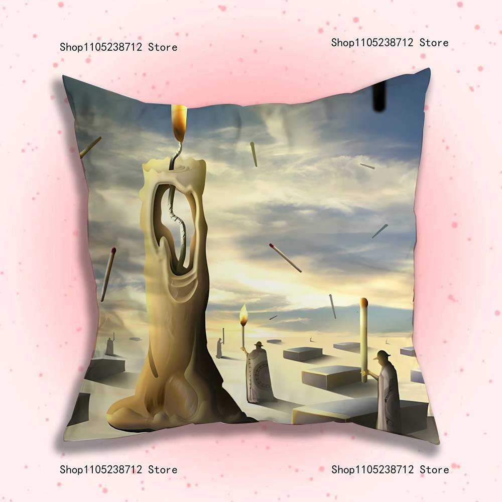 S-Salvador Dali The Persistence Of Memory Clocks Pillow Case Plush Fabric Soft Pillowcase Sided Print Sofa Cushion Cover Throw