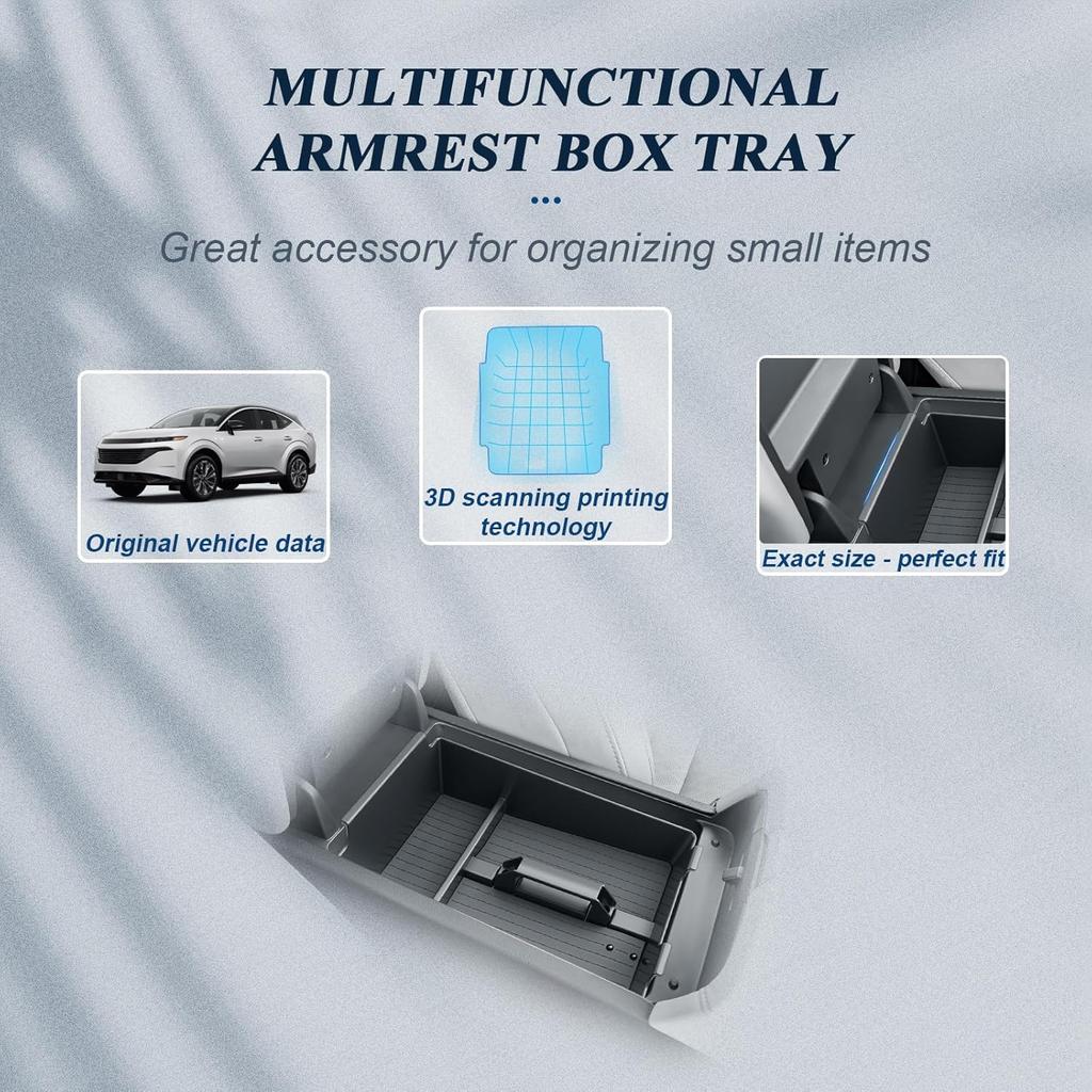 BIBIBO 4Pack for 2025 Nissan Murano Center Console Organizer 2025 Nissan Murano Console Armrest Tray+Wireless Charging Mat +Under Console Trays 2025