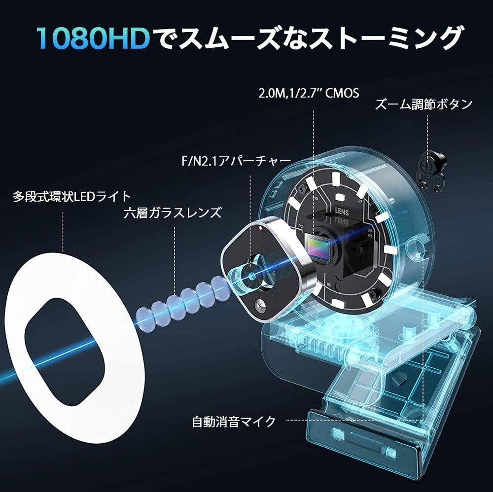 Веб-камера Веб-камера с подсветкой 1080P широкоугольная камера для ПК Full HD микрофон Автоматическая коррекция освещенности Plug and play Крепление на штатив Работает с Совместимо