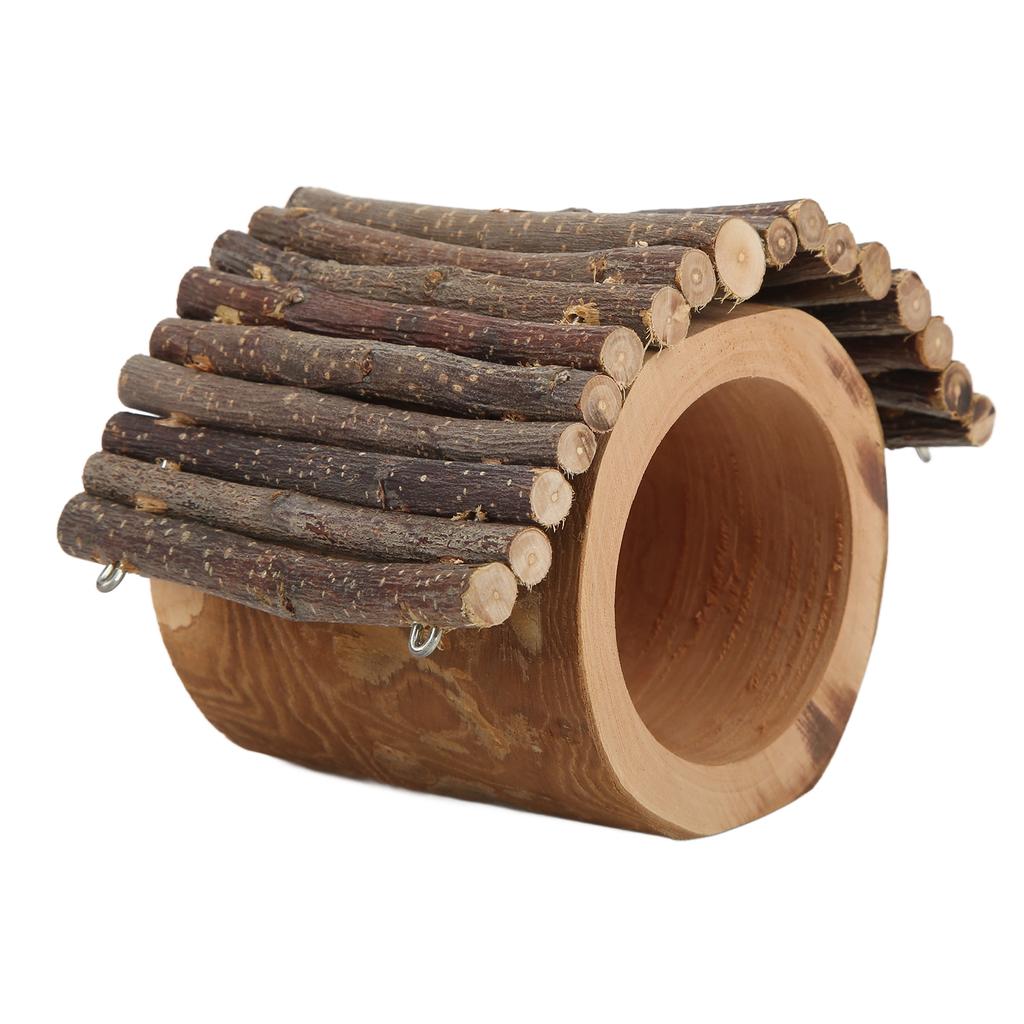 Деревянный домик-дерево для хомяка, дупло, натуральное яблоневое дерево, укрытие-туннель для хомяка с крышей для маленьких питомцев