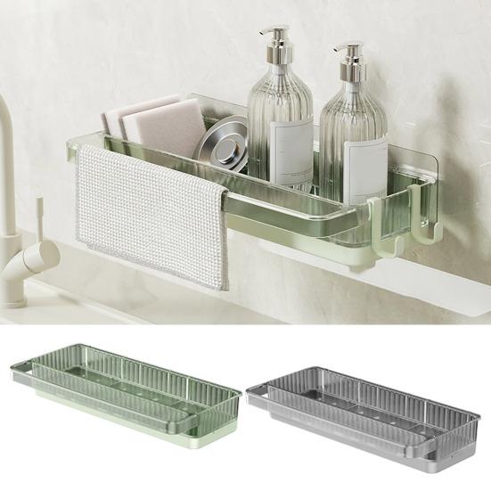 Настенная кухонная вешалка для полотенец с губкой, антикоррозийный многофункциональный регулируемый органайзер для хранения, компактная полка для ванной комнаты