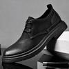 Leather Shoes Men's Business Casual Soft Sole Large Size Non-slip Breathable Versatile Leather Lace-up Men's Shoes Big Head Shoes Block Shoes