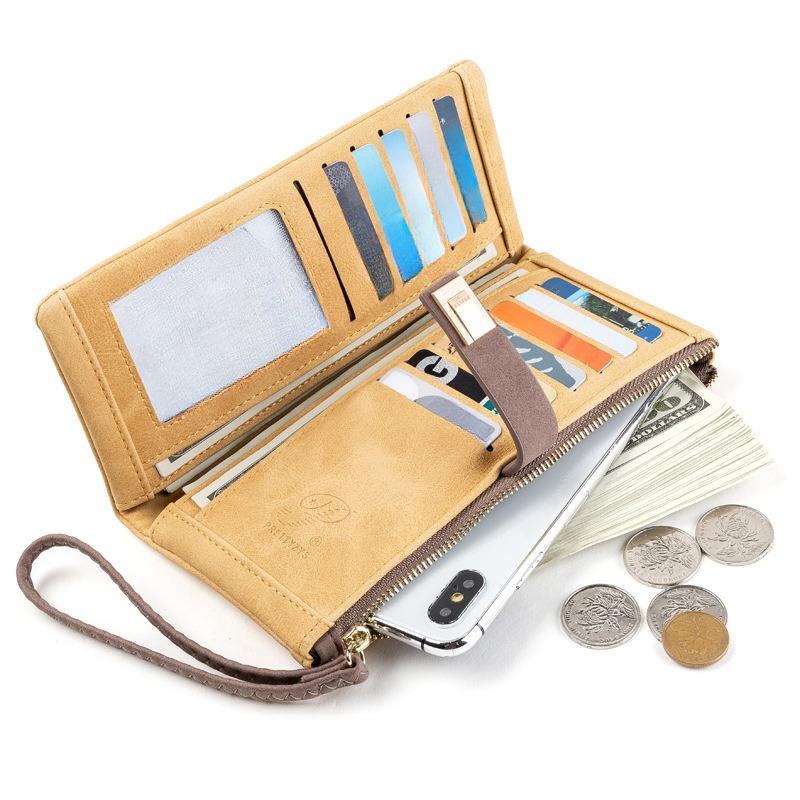 Матовый Ретро Женский Кошелек Картхолдер Многофункциональная Ручная Длинная Сумка