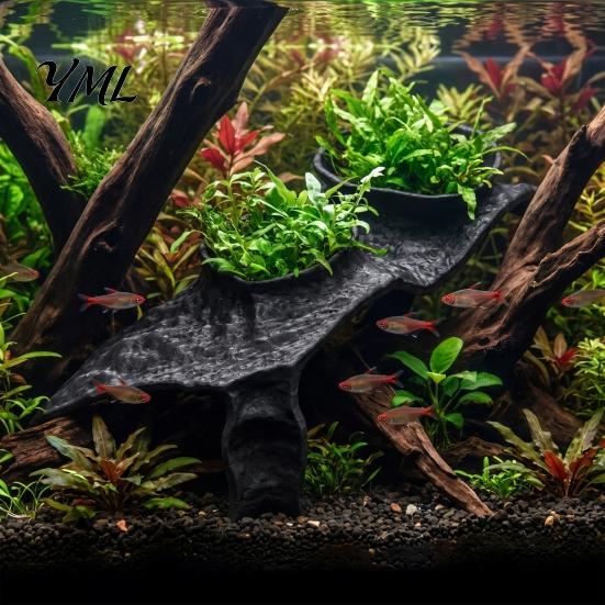 Shrimp Shelter Aquarium Corner Hideout, under Gravel Betta Fish Cave Tunnel, Breeding Stone-Look Hideout Viewing Tunnel for Tank Small Hideaway