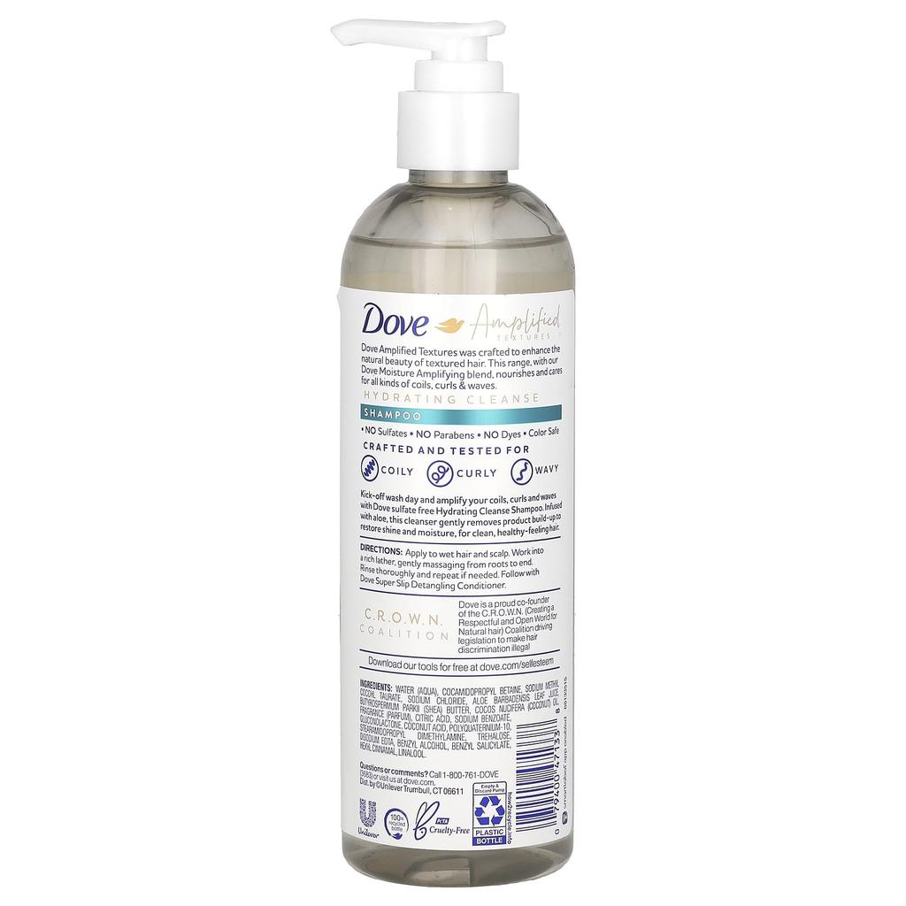 DOVE Увлажняющий очищающий шампунь Amplified Texture, 11,5 жидких унций (340 мл)