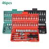 46pcs Set Car Repair Tool 1/4-inch Socket Set Car Repair Tool Ratchet Torque Wrench Combo Tools Kit Auto Repairing Tool Set