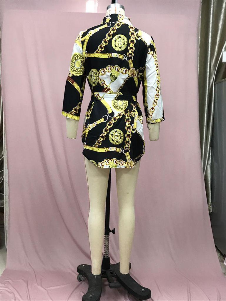 Юбка с золотой цепочкой и принтом в европейском и американском стиле «бабочка»: 2025 Новое модное сексуальное короткое платье осень/зима