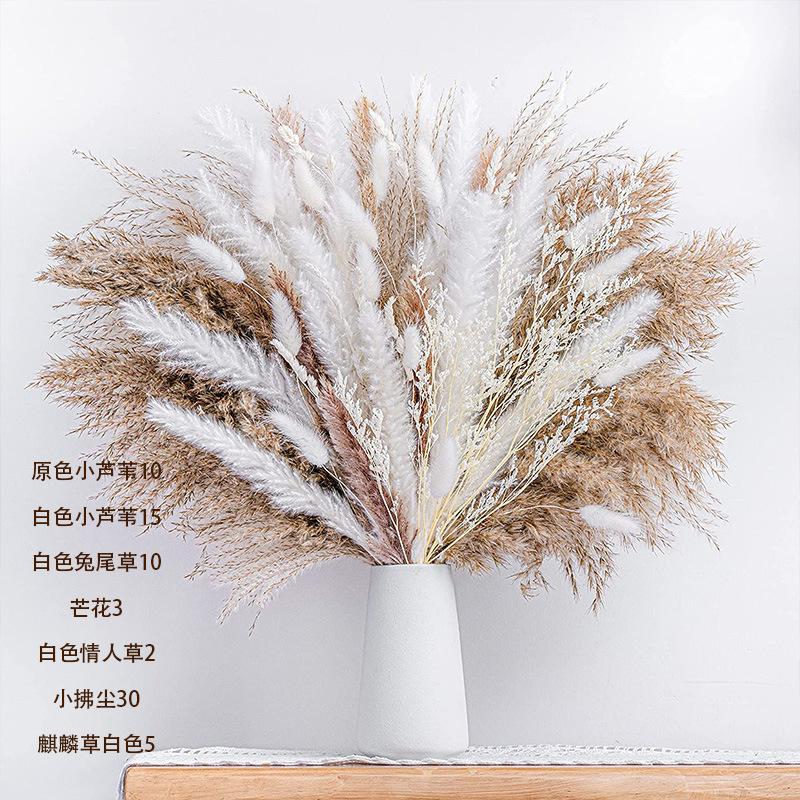 Комбинированный сушеный букет, маленький тростник, заячий хвост, травяной венчик, пыль, украшение для дома в скандинавском стиле, цветочная композиция, смешивайте и сочетайте сухоцветы