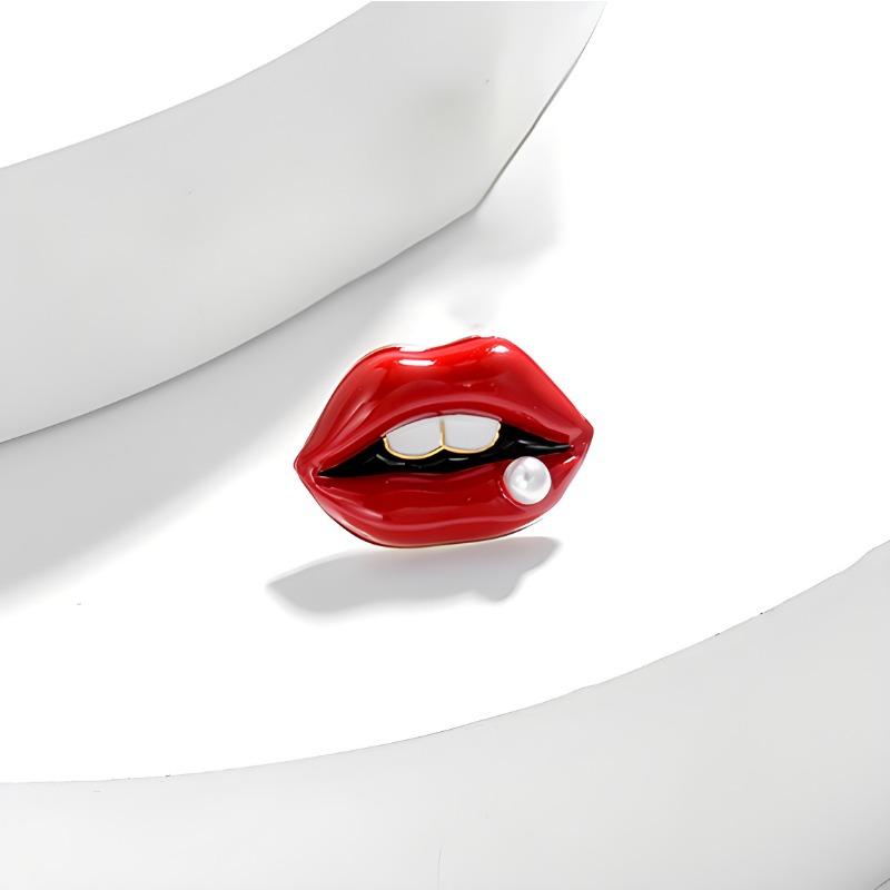 Брошь для губ цвета пламени, Женское фиксированное платье, Брошь, Жемчужная брошь, Небликующая булавка для воротника